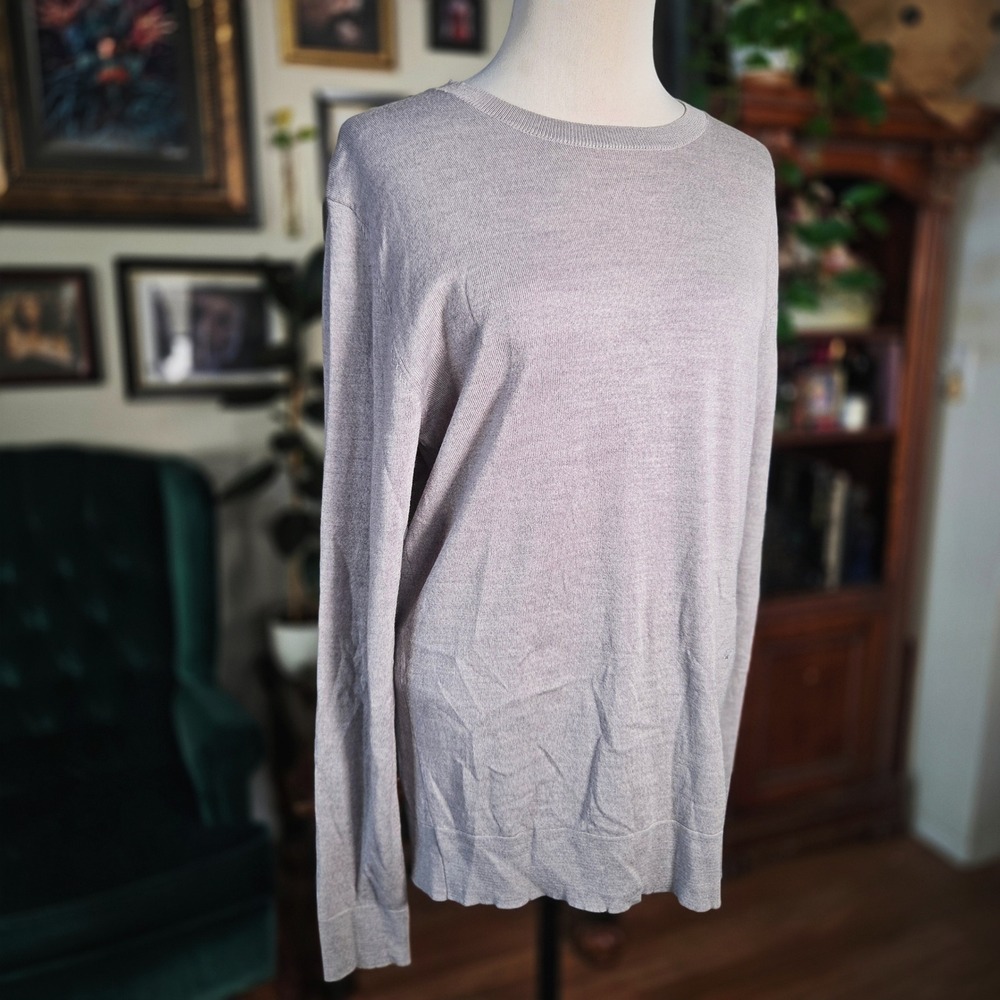 Junk De Luxe Mens Sweater Gray Crewneck Pullover Knit Long Sleeve Size Large L